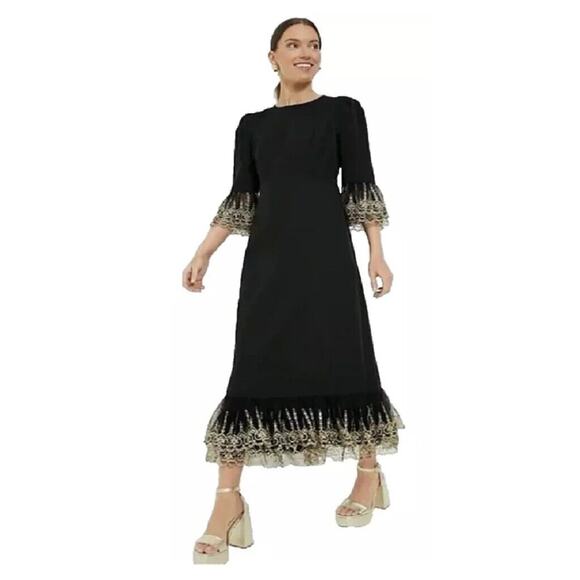 Pomander Place NEW Black Lillith Gold Lace Formal Maxi Dress Size XL - Picture 2 of 4